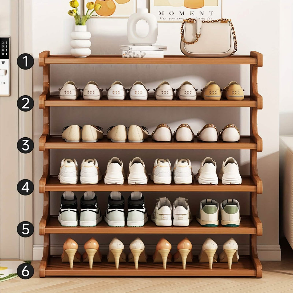 Bamboo Shoe Rack Organizer – 5 or 6 Tier, Space-Saving Storage