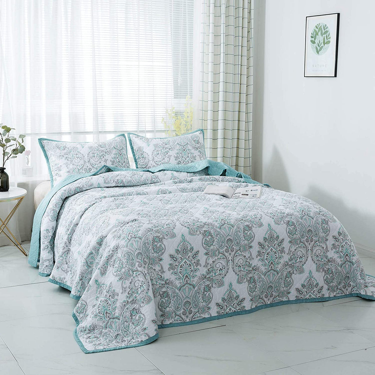 Kasentex Reversible Lightweight Cotton Floral Bedding Set Twin/Queen/King - Comfortable Home Bedding