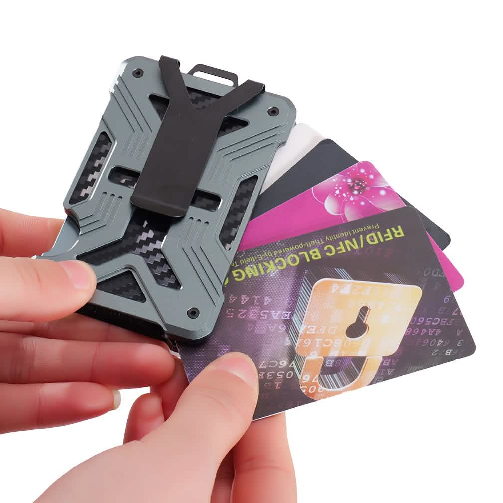 RFID Aluminum Money Clip Wallet – Ultra-Thin, Holds 15 Cards