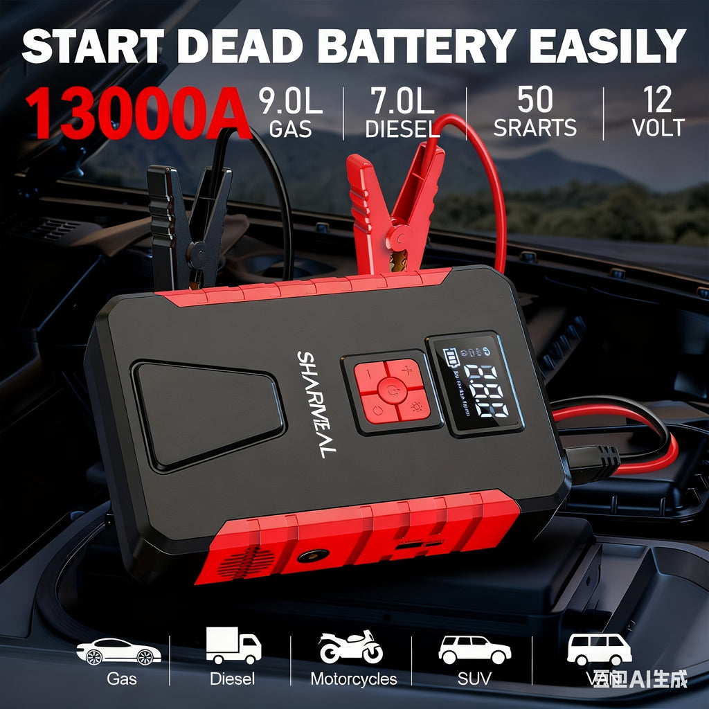 Portable Car Jump Starter with Air Compressor