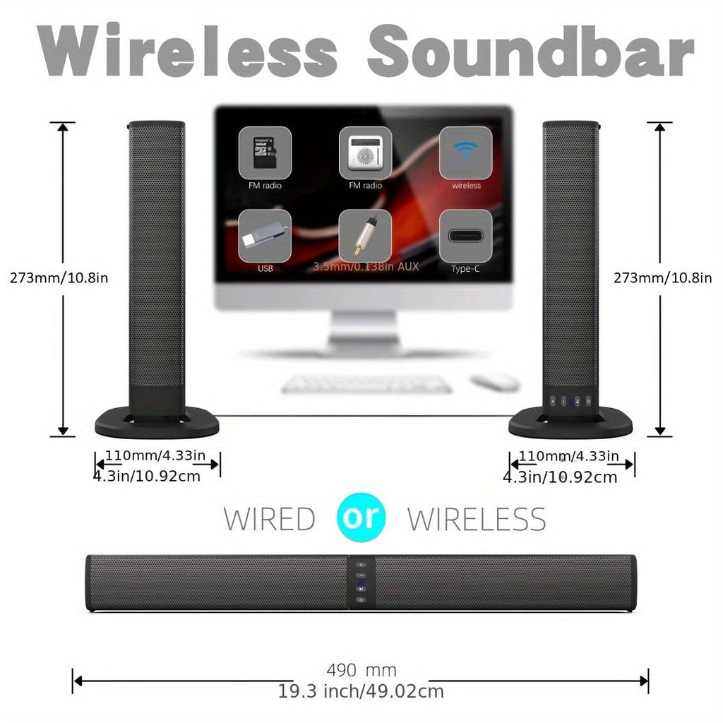 Wireless Soundbar for TV – 2-in-1 Detachable Bluetooth Speaker