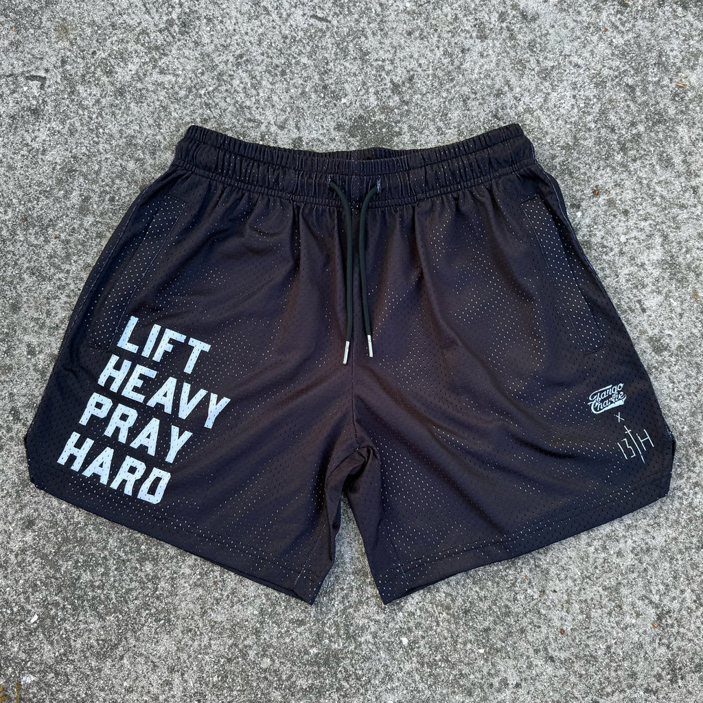 Men's Mesh Lifestyle Shorts | 5.5"- Lift Heavy Pray Hard Black