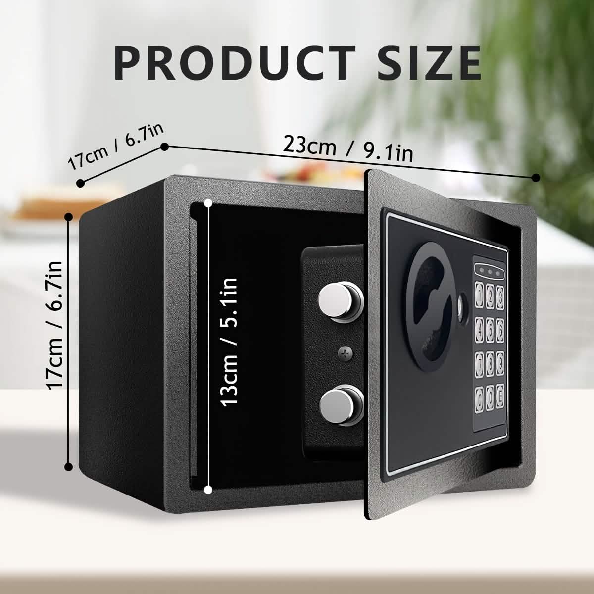 Fireproof Digital Home Safe with Keypad, Sensor Light & Money Bag-Silver